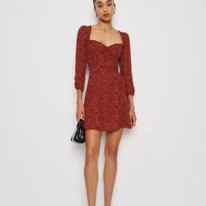 Reformation Remi Roseanne Red Mini Dress